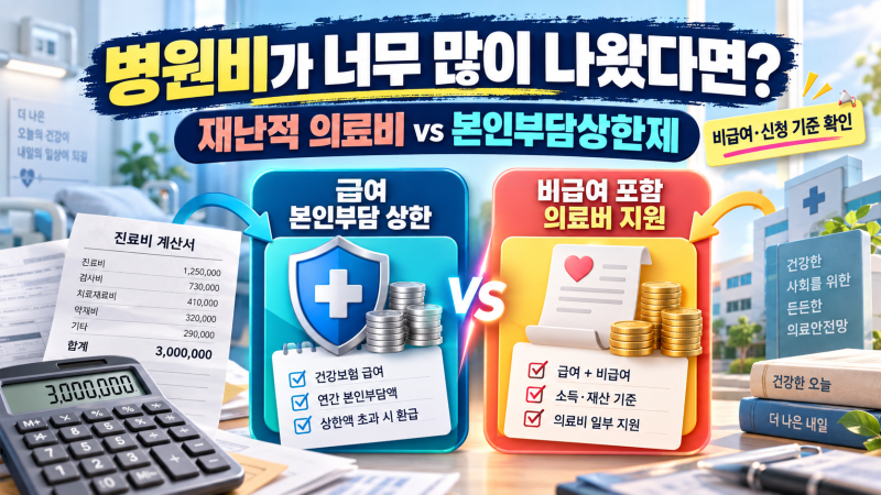 병원비가 너무 많이 나왔다면? 재난적 의료비 지원과 본인부담상한제의 차이
