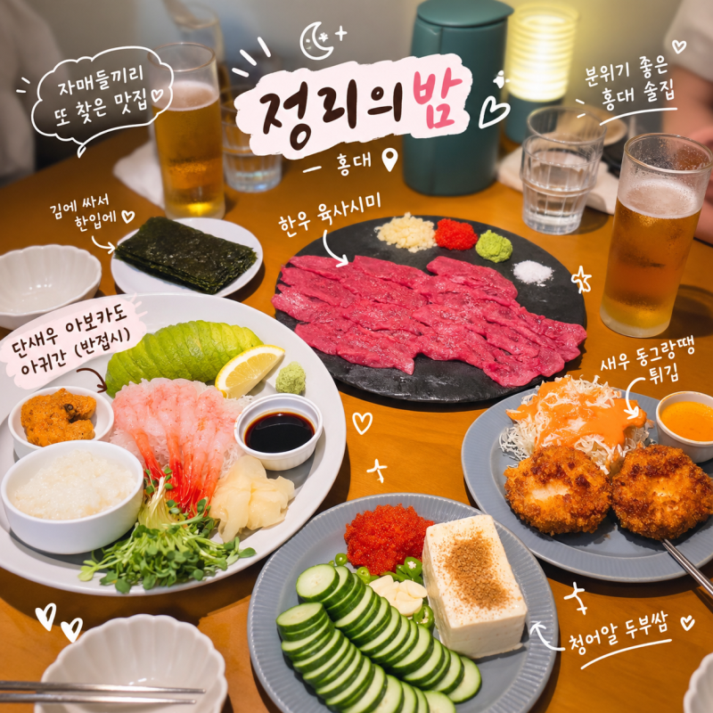 홍대 술집 정리의밤, 한우 육사시미 맛있어서 또 찾은 곳
