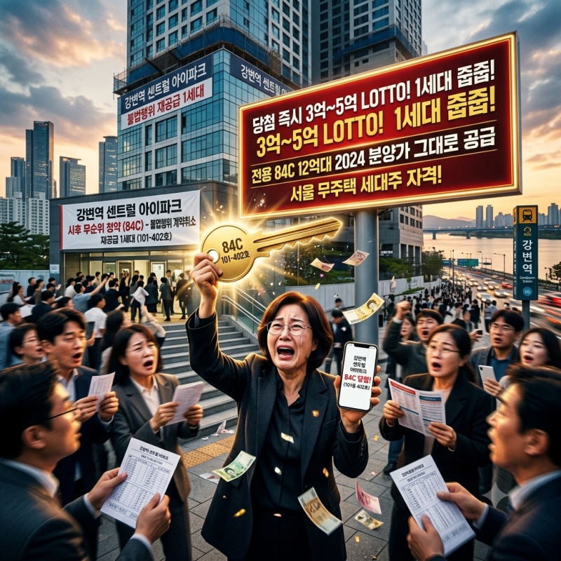 "당첨 즉시 최소 3억~5억 로또?" 강변역 센트럴 아이파크 84C 1세대 줍줍 떴다! 분양가 12억대 202....