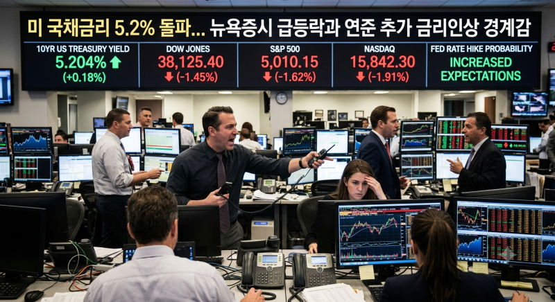 (경제)미 국채금리 5.2% 돌파... 뉴욕증시 급등락과 연준 추가 금리인상 경계감