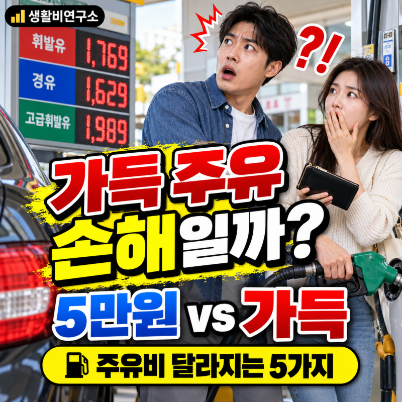주유비 절약, 5만원씩 넣으면 아낄까? 자동차 기름 가득 주유와 돈 차이 5가지