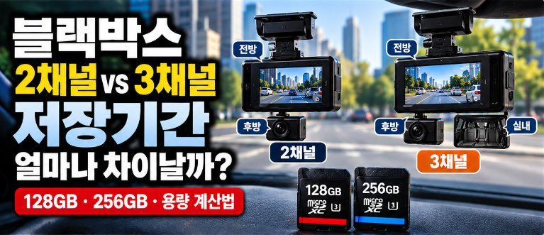 블랙박스 2채널·3채널 저장기간 차이, 용량 계산법
