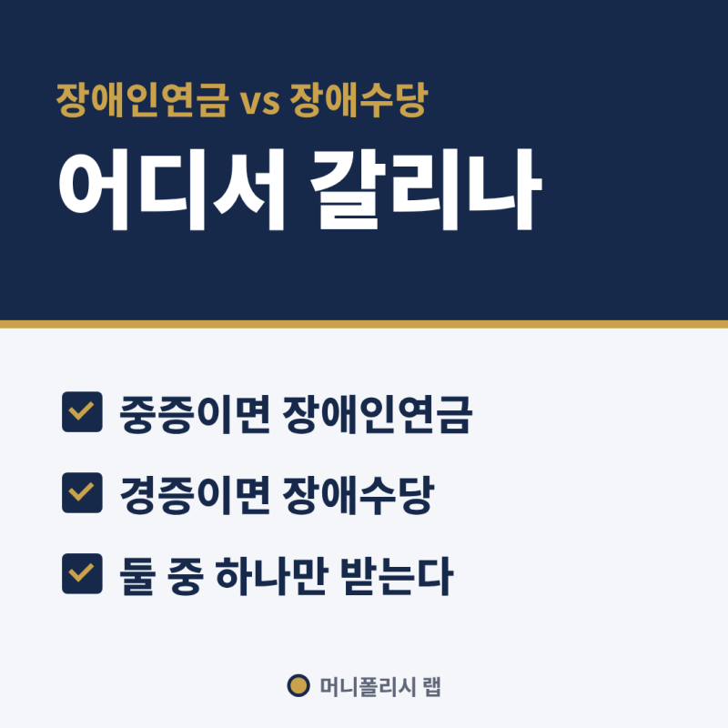 장애인연금 월 최대 43만 9,700원과 장애수당 월 6만 원, 중증이냐 경증이냐로 갈립니다