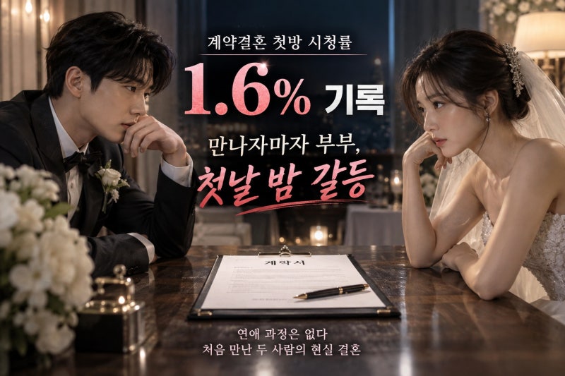 계약결혼 첫방 시청률 1.6% 기록…첫 만남에 부부가 된 정환·유진의 현실 결혼