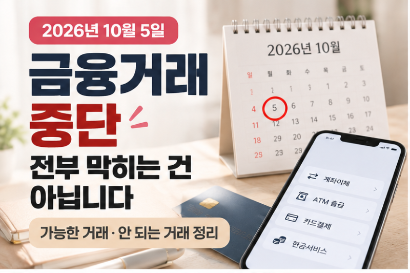 10월 5일 금융거래 중단, 전부 막히는 건 아닙니다｜가능한 거래·안 되는 거래 정리