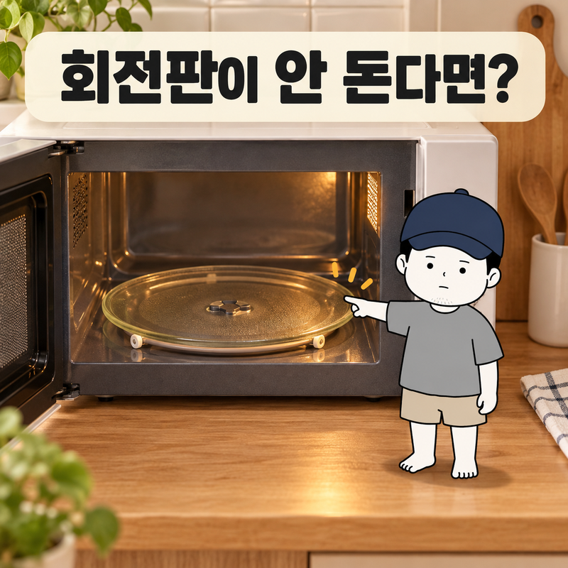 전자레인지 회전판이 안 돈다면, 고장 접수 전 접시와 링부터 확인해 보세요