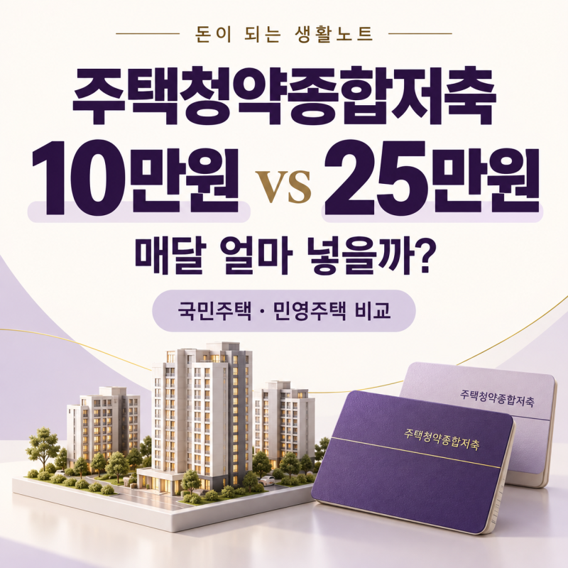 주택청약종합저축,매달 10만원과 25만원 중 얼마를 넣을까?