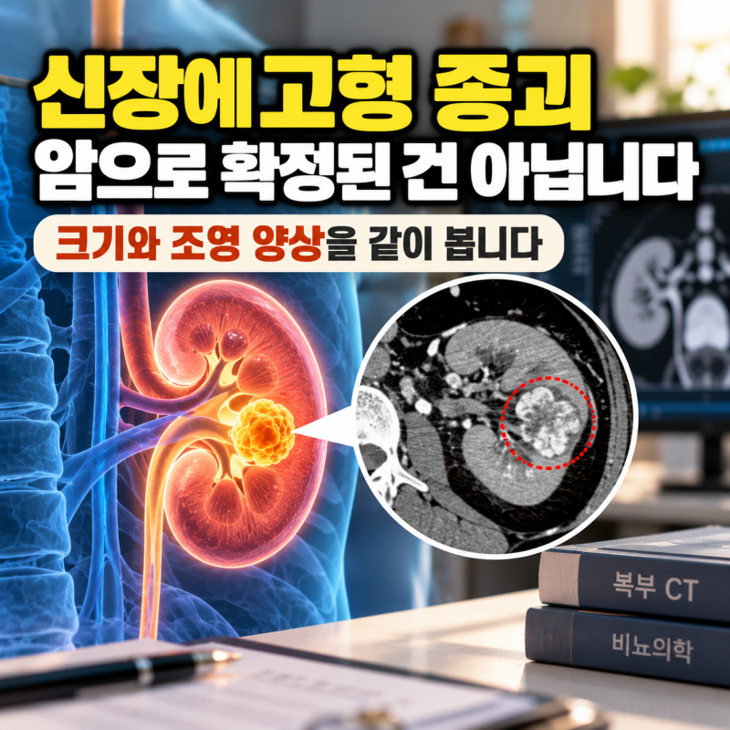 신장 물혹인 줄 알았는데 고형 종괴라고 합니다.