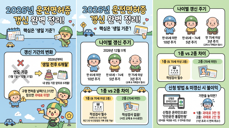 2026년 운전면허증 갱신 기간 변경 완벽 정리: 생일 전후 6개월