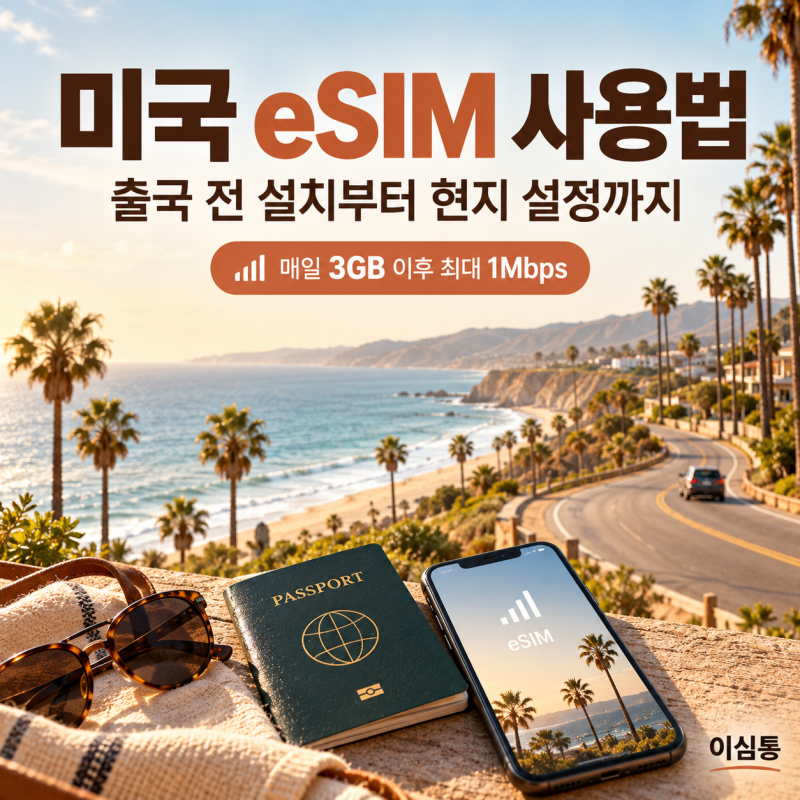 미국 eSIM 사용법 이심통 매일 3GB 아이폰 갤럭시 설치부터 현지 설정까지
