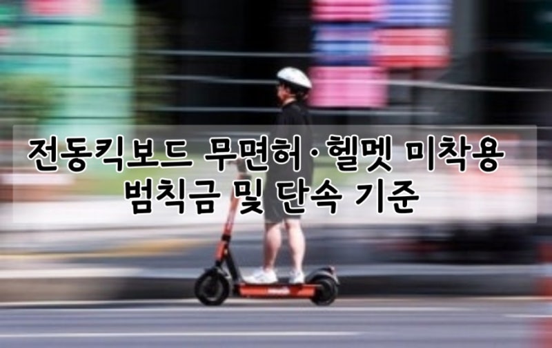 전동킥보드 무면허·헬멧 미착용 범칙금 및 단속 기준