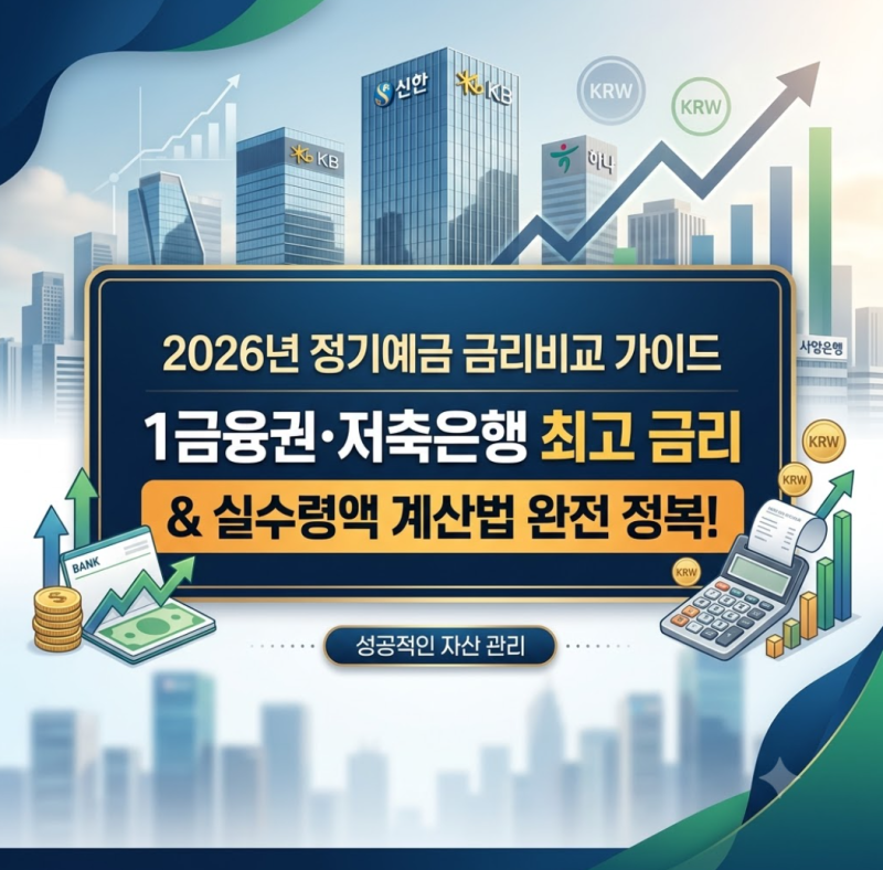 2026년 정기예금 금리비교 가이드: 1금융권·저축은행 최고 금리와 실수령액 계산법