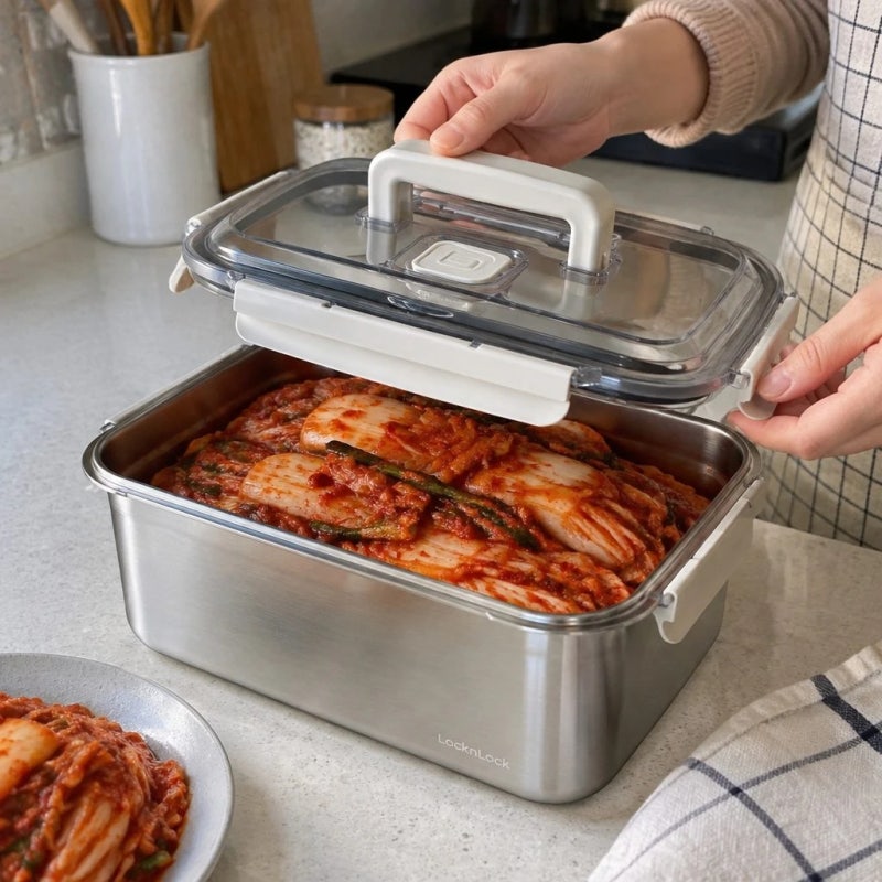 락앤락 김치통 추천｜숨쉬는 스텐김치통 리뉴얼 직사각 스텐용기