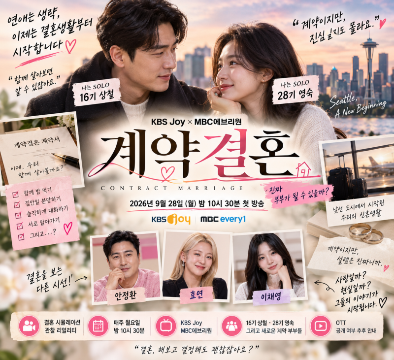 계약결혼 기본정보｜16기 상철·28기 영숙·출연진·방송시간·몇부작·OTT 총정리