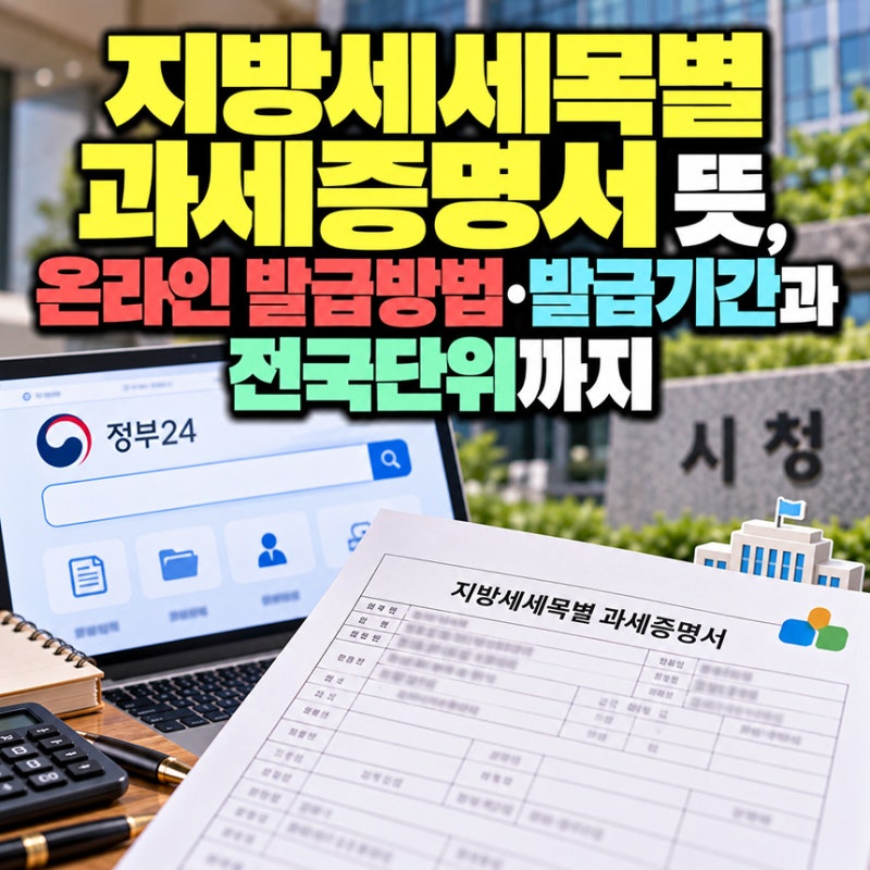 지방세세목별 과세증명서뜻, 온라인 발급방법·발급기간과 전국단위까지
