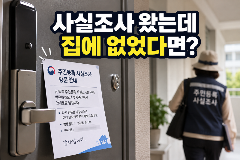 주민등록 사실조사 방문했는데 집에 없었다면?｜부재중·재방문·과태료 확인