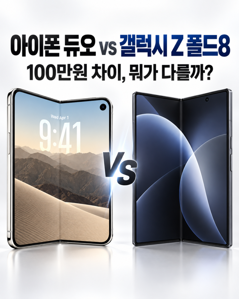 아이폰 듀오 vs 갤럭시 Z 폴드8 본격 비교｜가격,무게,두께,화면 뭐가 다를까