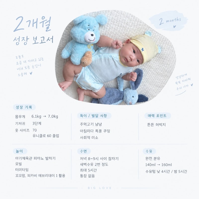 2개월 아기 성장 기록 / 몸무게, 수유량, 수유텀, 깨시, 수면패턴, 놀이, 발달사항 with 갑자기 ....
