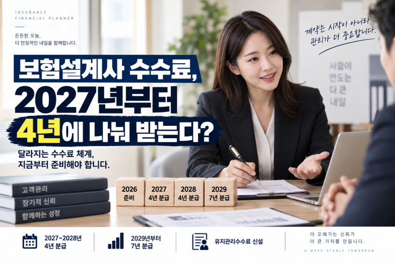 보험설계사 수수료, 2027년부터 4년에 나눠 받는다? 달라지는 수수료 체계 총정리