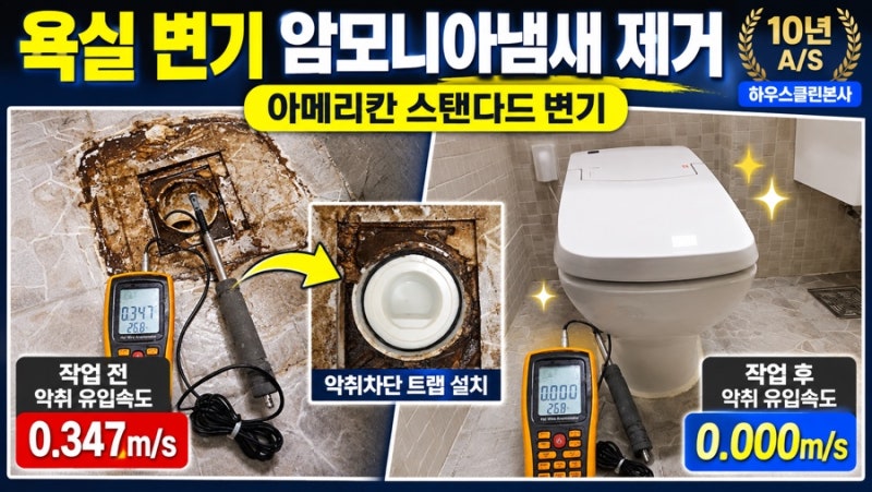 화장실 아메리칸 스탠다드 변기 암모니아냄새 원인 및 제거방법