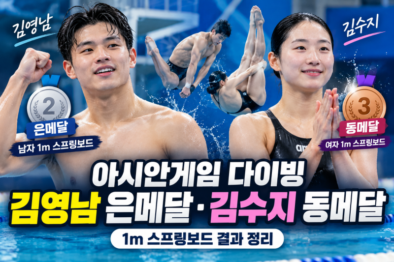2026 아시안게임 다이빙 결과｜김영남 은메달·김수지 동메달