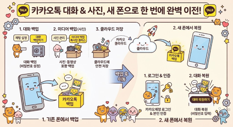 카카오톡 대화 내용과 사진까지 한 번에 백업하고 새폰으로 옮기는 방법