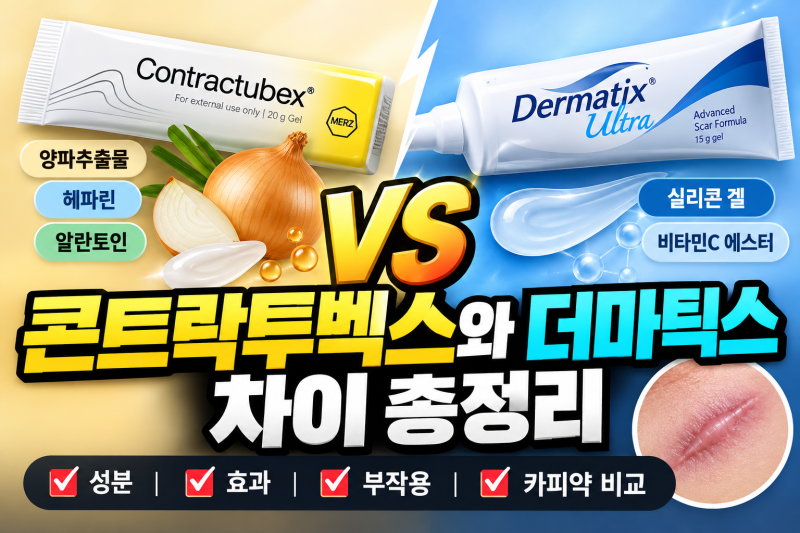 콘트락투벡스와 더마틱스 차이 총정리: 성분, 효과, 부작용, 카피약 비교