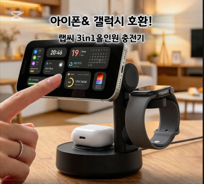 "맥세이프 3in1 무선 충전기" 추천, 랩씨 Qi2 25로 갤럭시 아이폰 책상 정리 끝!