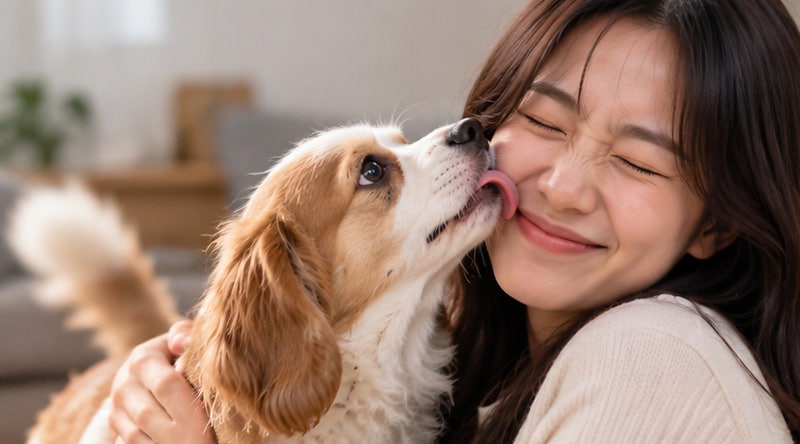 “귀여워서 그냥 뒀는데” 강아지가 보호자 얼굴을 핥는 진짜 이유