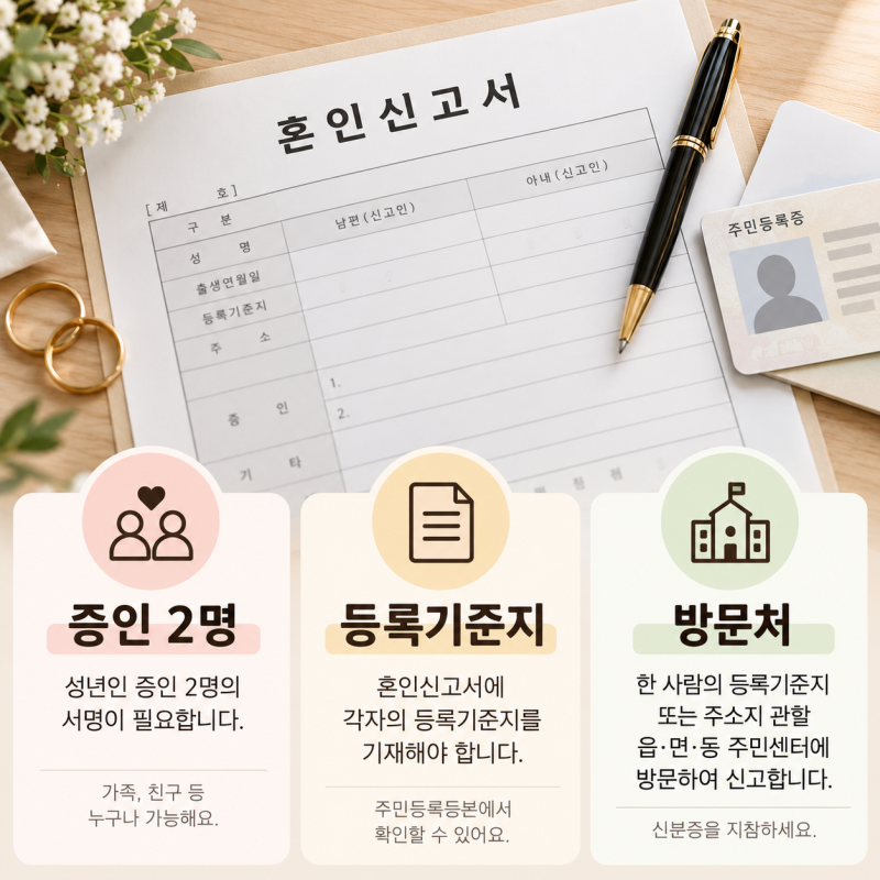 혼인신고서 증인 서명에서 막히기 전, 등록기준지와 방문처 확인법