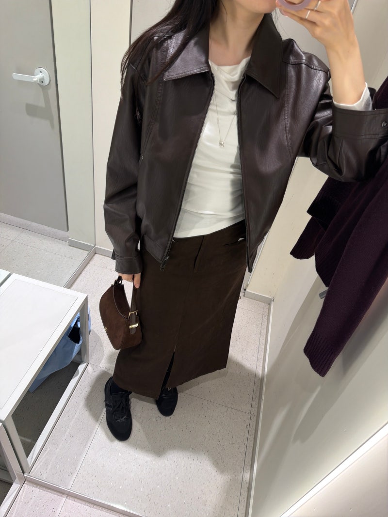 MIXXO 미쏘 가을신상 롱스커트 코디추천 / 가디건 니트 스웨이드 스커트