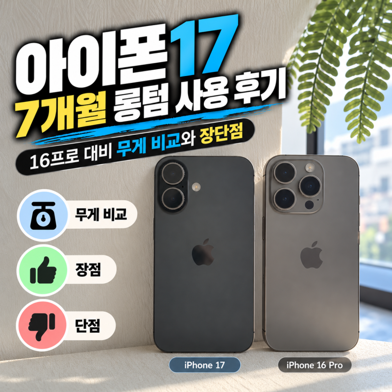 아이폰17 7개월 롱텀 사용 후기, 16프로 대비 무게 비교와 장단점