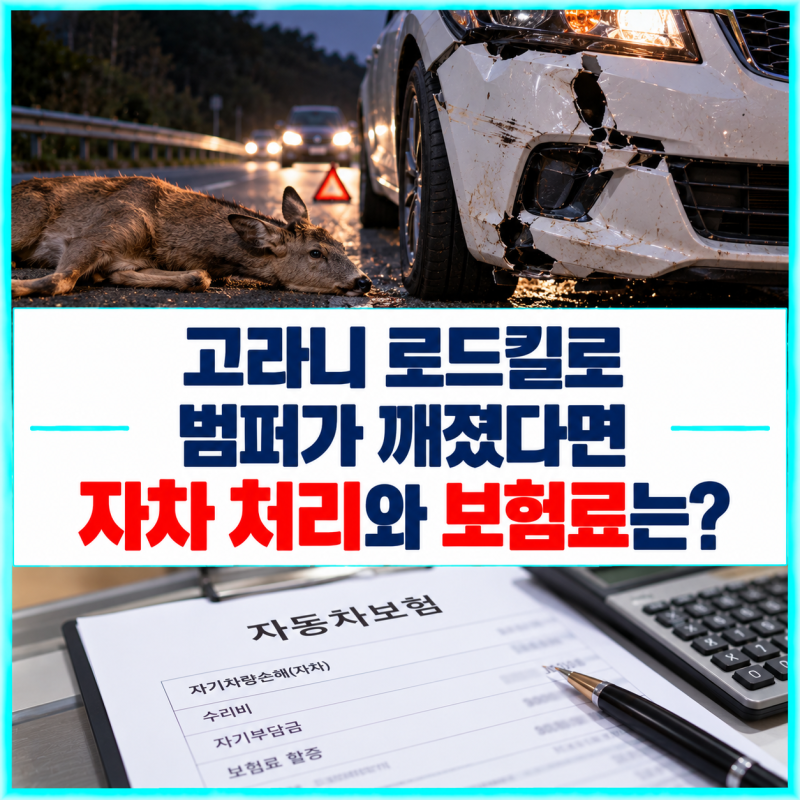 고속도로 고라니 로드킬로 범퍼가 깨졌다면 자차 처리와 보험료는 어떻게 확인할까?