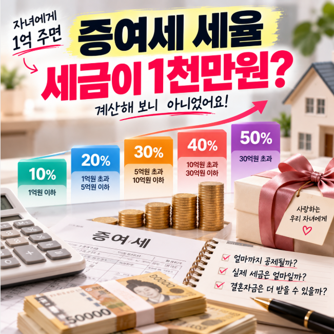 “자녀에게 1억 주면 세금이 1천만원?” 증여세 세율, 계산해보니 아니었어요