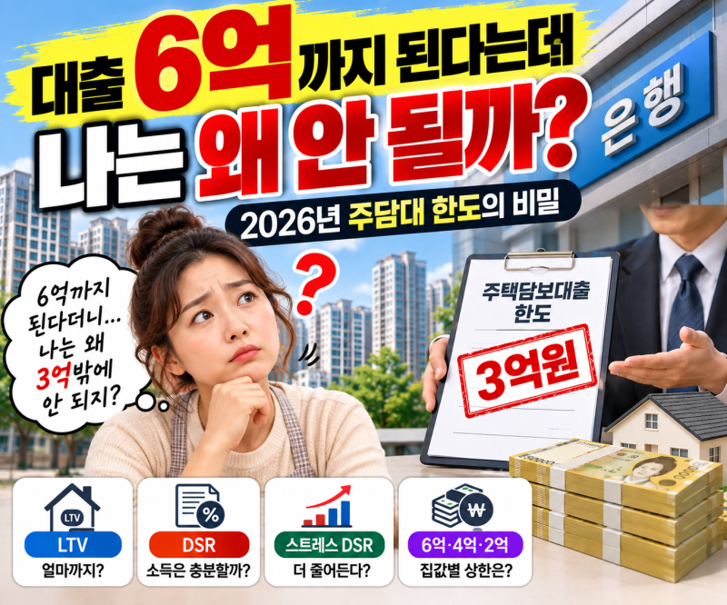 대출 6억까지 된다는데 나는 왜 안 될까? 2026년 주담대 한도의 비밀