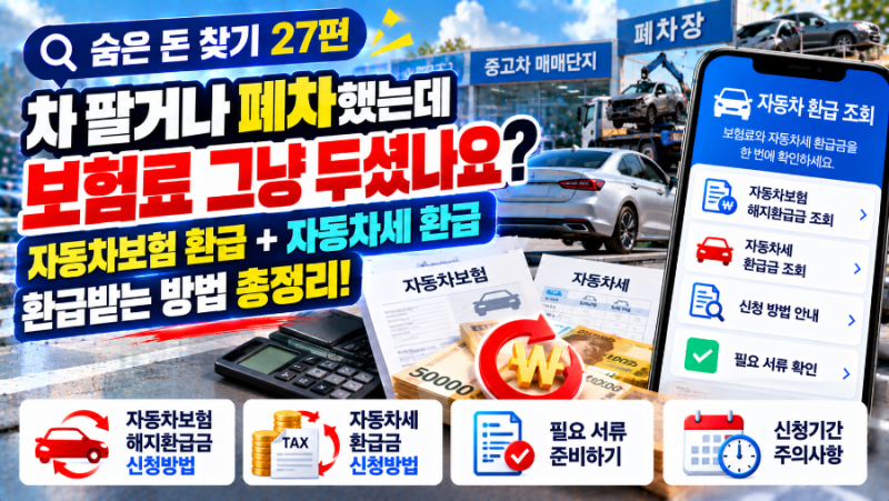 [숨은 돈 찾기 27편] 차 팔거나 폐차했는데 보험료 그냥 두셨나요? 자동차보험 해지환급금 + ....