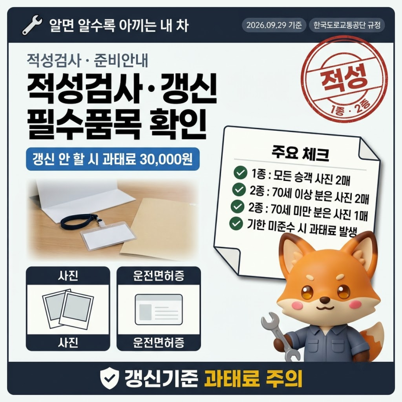 운전면허적성검사준비물 컬러사진 2매와 면허증, 안 하면 과태료 3만원