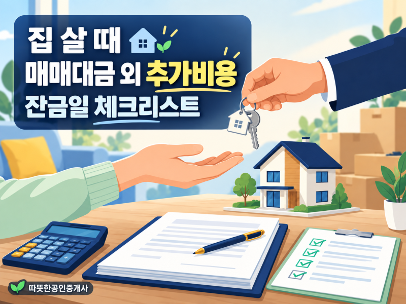 집 살 때 매매대금 외에 얼마가 더 필요할까요? 잔금일 추가비용 체크리스트