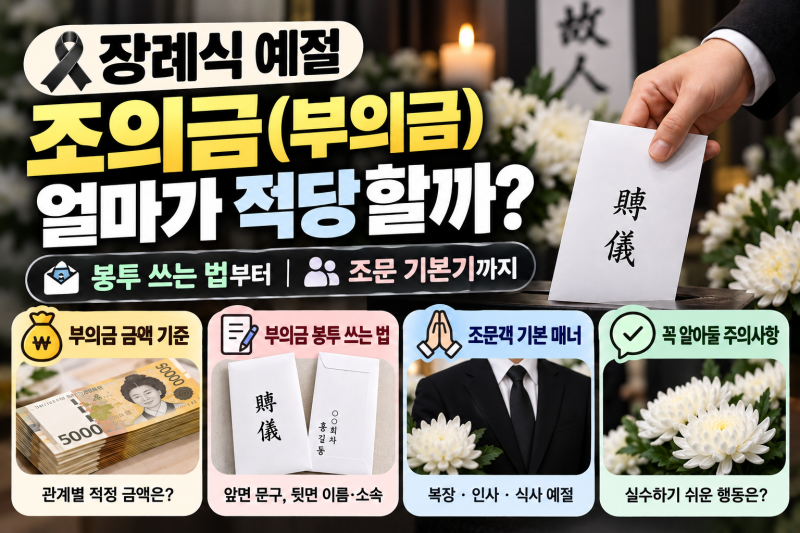 [장례식 예절 1탄 ] 조의금(부의금) 얼마가 적당할까? 봉투 쓰는 법부터 조문 기본기까지