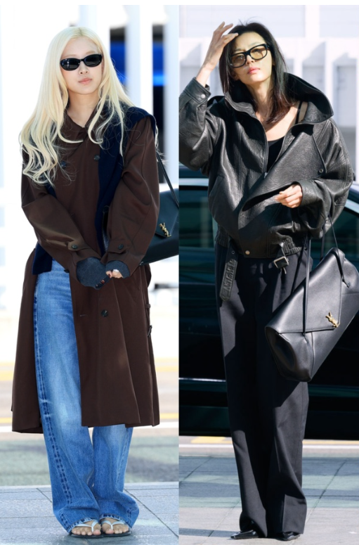 전지현 vs 로제, 같은 블랙백 다른 스타일…파리행 공항패션