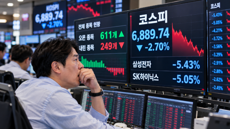 코스피 전망, 오른 종목이 611개인데 지수는 2.7% 빠진 이유는? 삼성전자, 하이닉스 주가 5% 급....