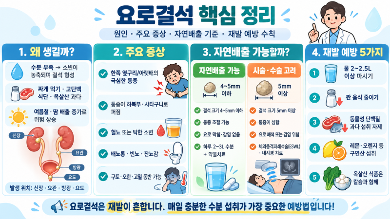 "옆구리가 쥐어짜듯 아프고 혈뇨가?" 요로결석 증상 통증 위치와 자연배출 크기 기준, 예방 ....