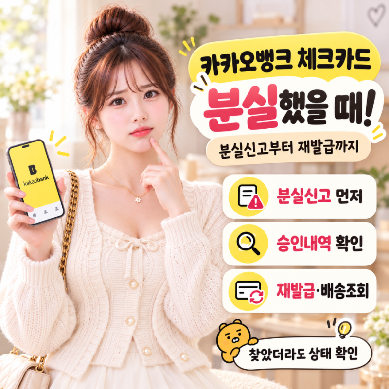 카카오뱅크 체크카드 분실했을 때! 분실신고부터 재발급까지