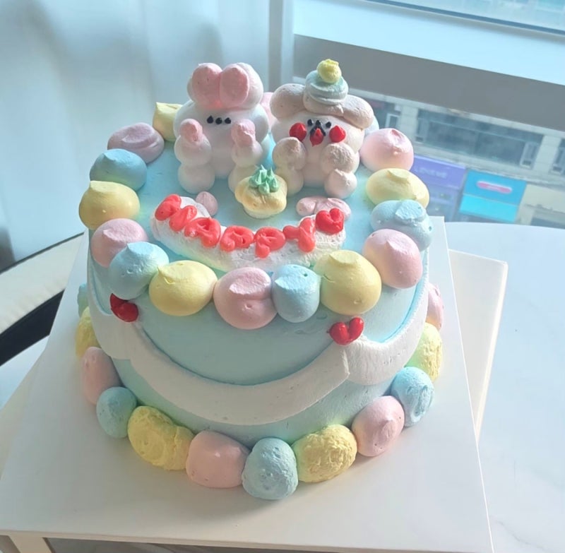 수원케이크 맛집 해피베어데이 수원역 레터링케이크 더블초코 미니사이즈 후기
