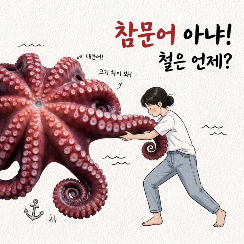 참문어인 줄 알고 딴 문어 삼 문어철 제철 시기 대문어 차이 삶는법 먹는법