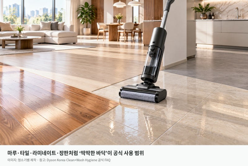 다이슨 클린앤워시, 마루·타일·라미네이트·장판에 써도 될까?