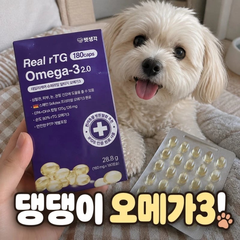 알약 잘 못 먹는 소형견을 위한 펫생각 강아지 오메가3 캡슐 크기 및 급여 팁
