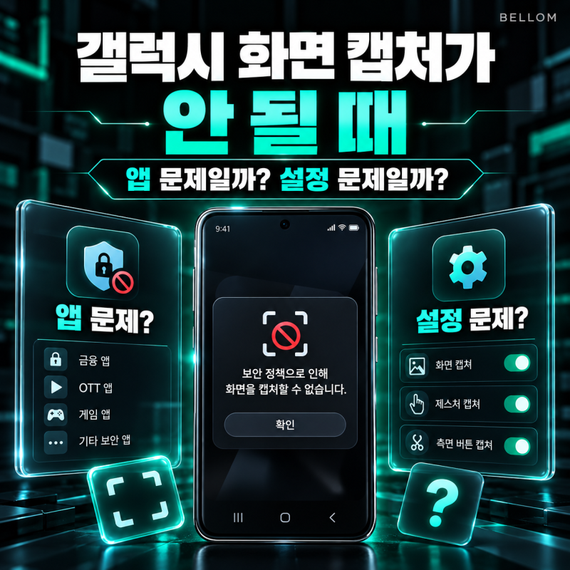 갤럭시 화면 캡처가 안 될 때, 앱 문제일까 설정 문제일까?