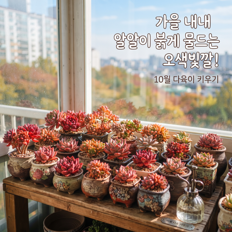 "가을 내내 알알이 붉게 물드는 오색빛깔!"다육이 키우기| 10월 베란다 가드닝 관리법! 분갈이....