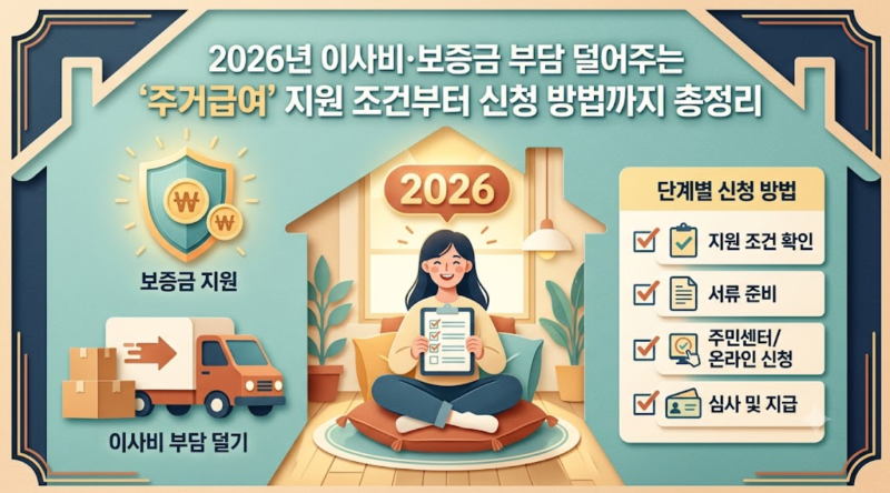 2026년 이사비·보증금 부담 덜어주는 '주거급여' 지원 조건부터 신청 방법까지 총정리